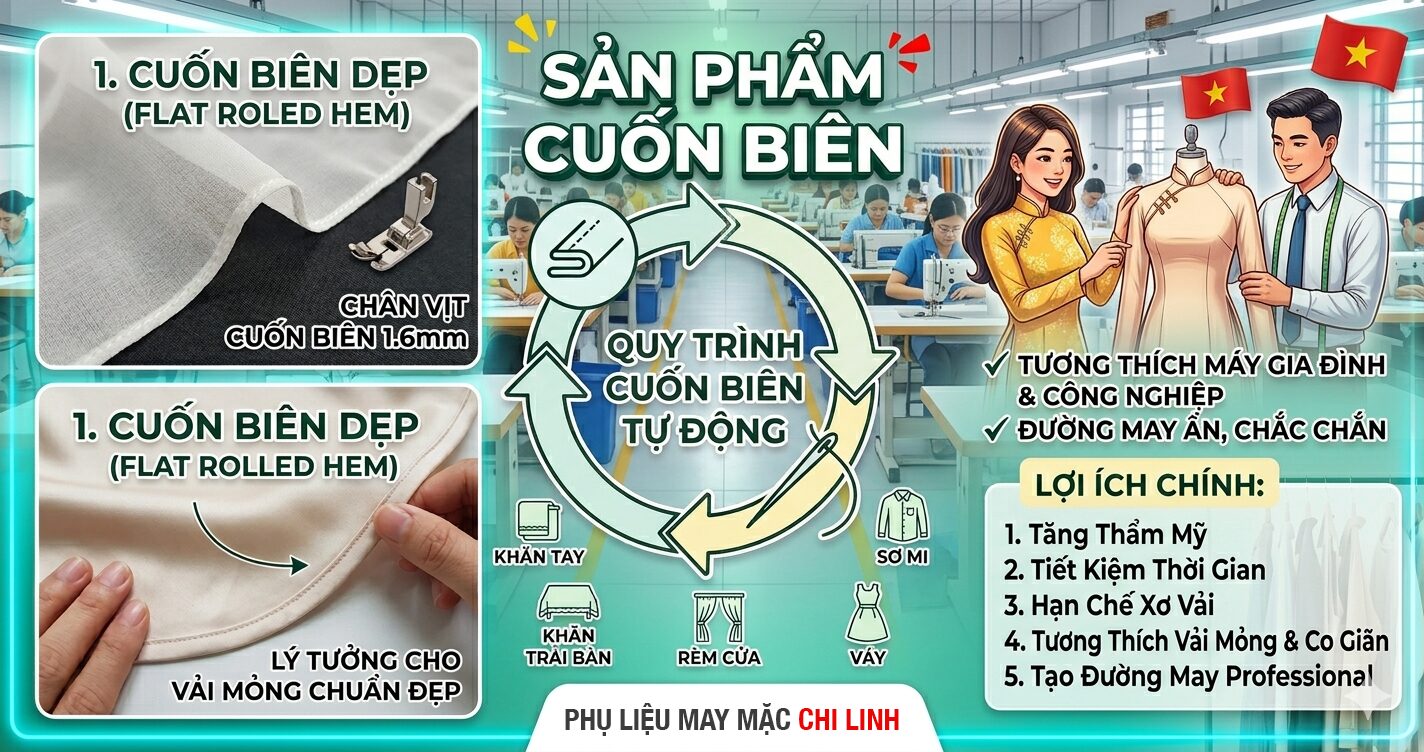 Cuốn biên - Vắt sổ - Phụ liệu may mặc Chi Linh